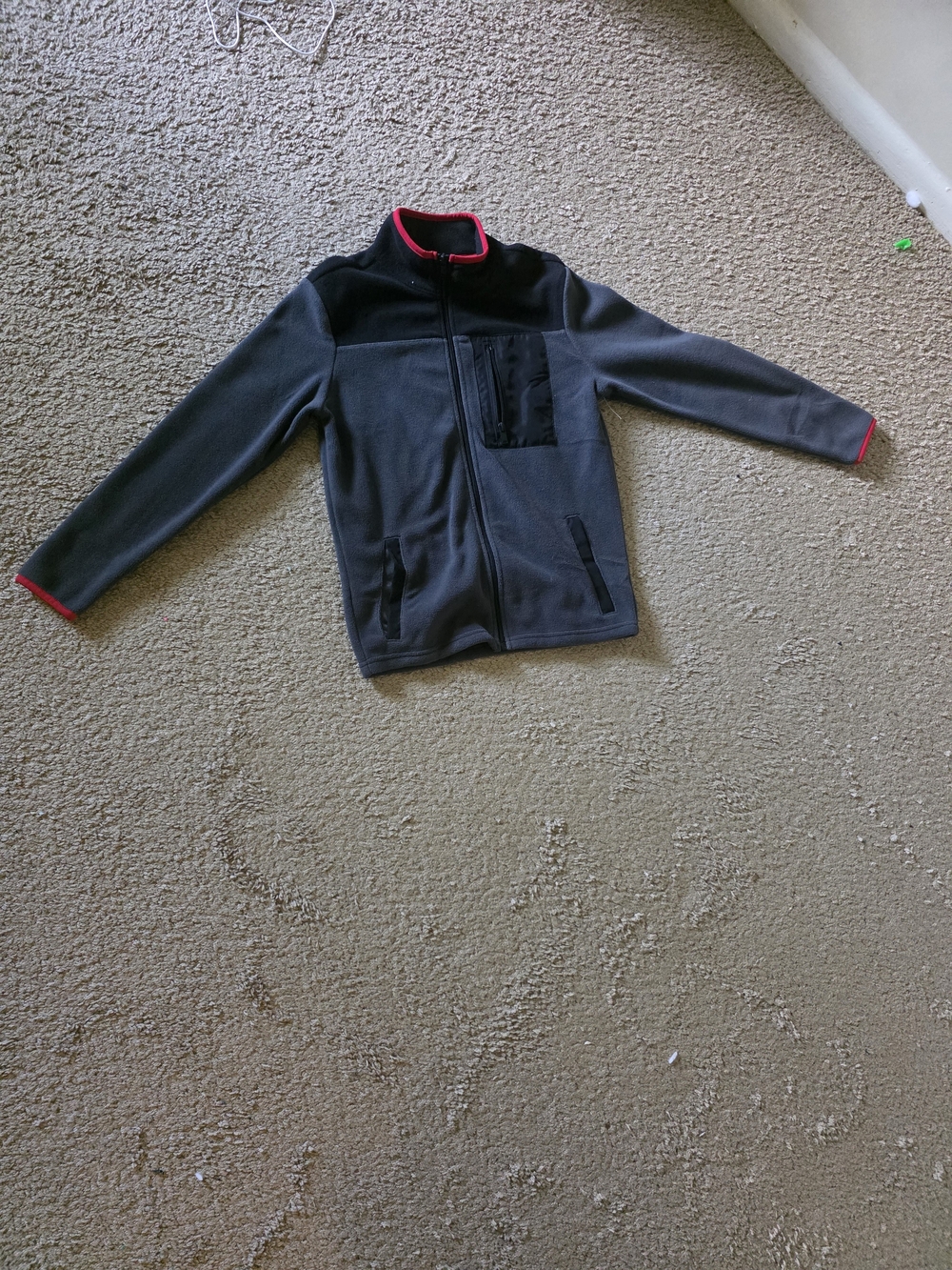 Sonoma Kids Grey Fleece Jacket with Pink Trim